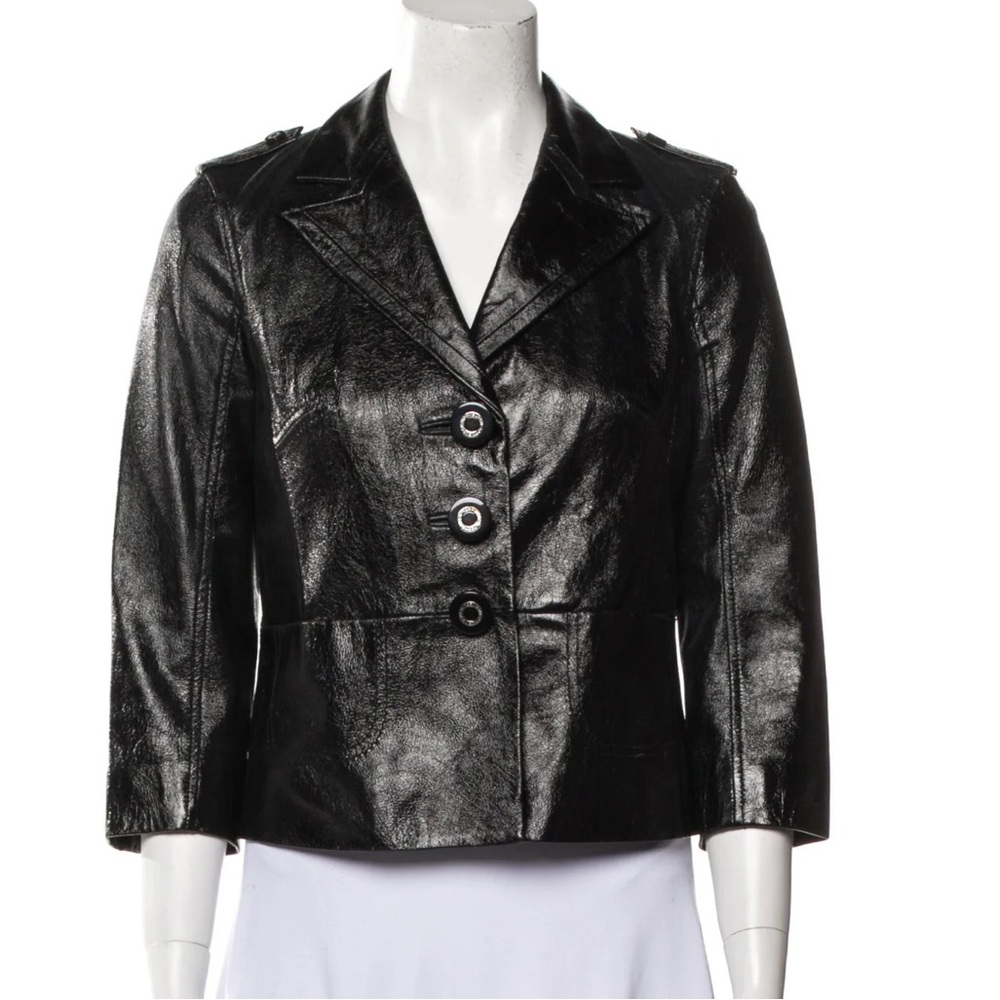Tory Burch Black Leather Jacket fits like a small